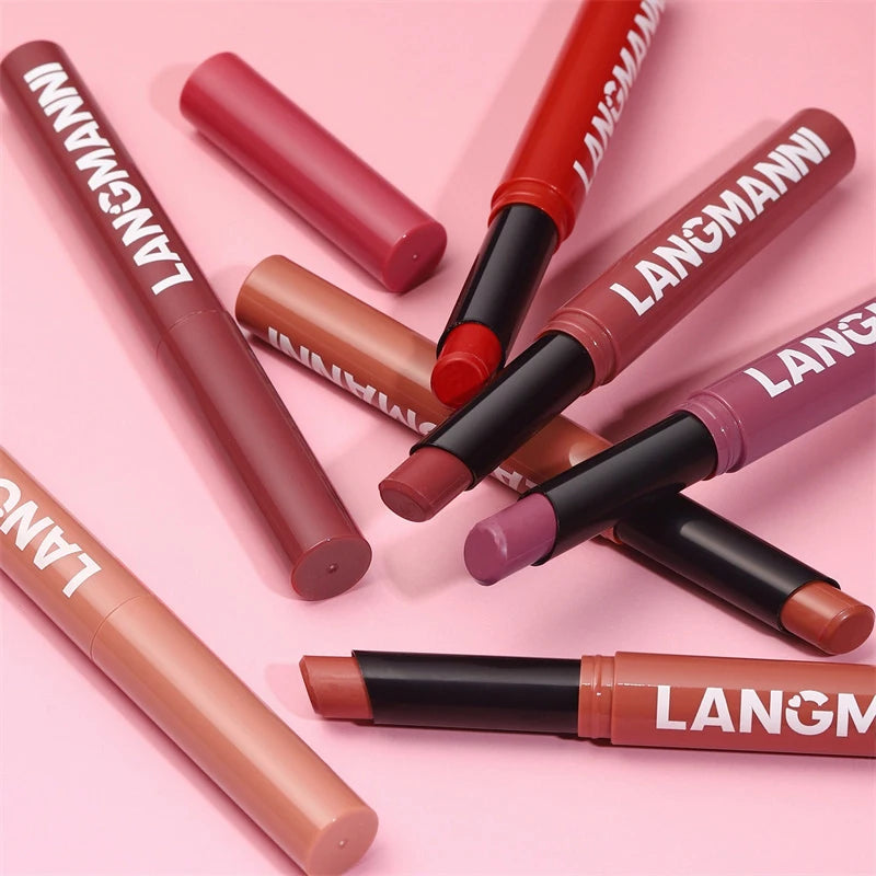 💋🖊️ Set de 12 lápices labiales mate: resistentes al agua, de larga duración y a prueba de transferencia