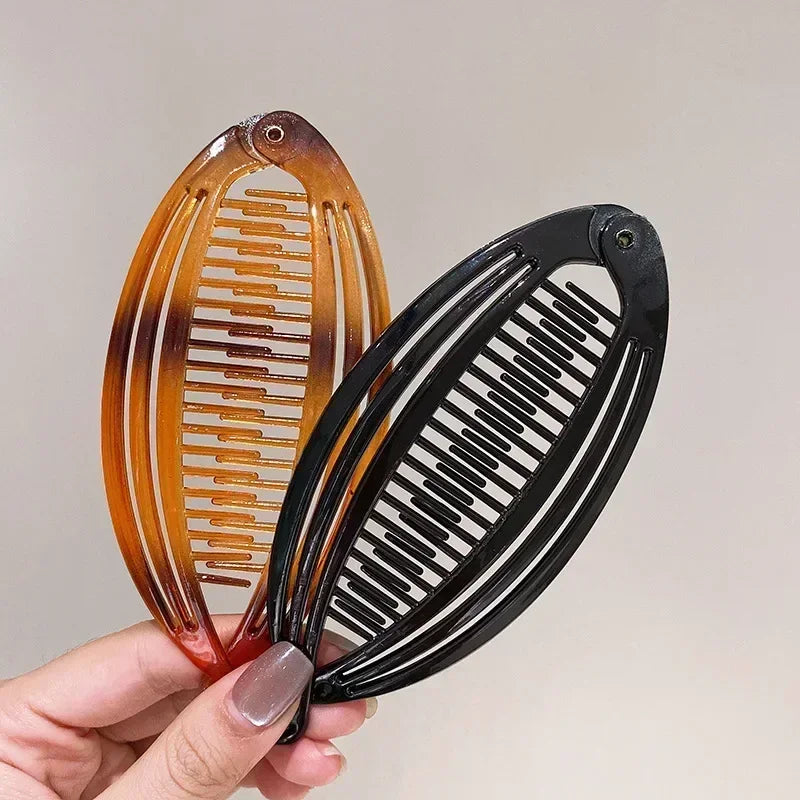🐟 Juego de pasadores tipo peine “Banana” – Pinzas para el cabello en forma de pez con perlas