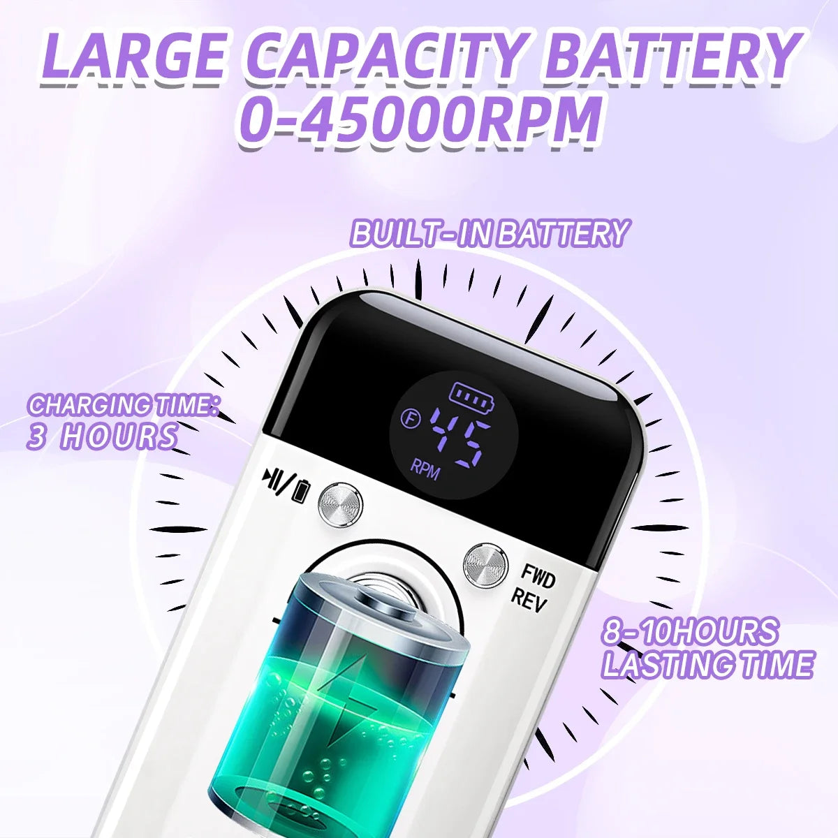 Taladro de uñas eléctrico de 45.000 RPM: profesional y portátil con pantalla LCD