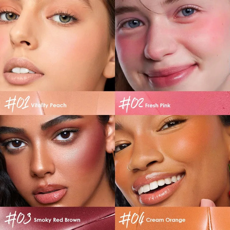 🌸 Rubor en crema de 4 colores: formato push-pull, efecto rosado natural y resistente al agua