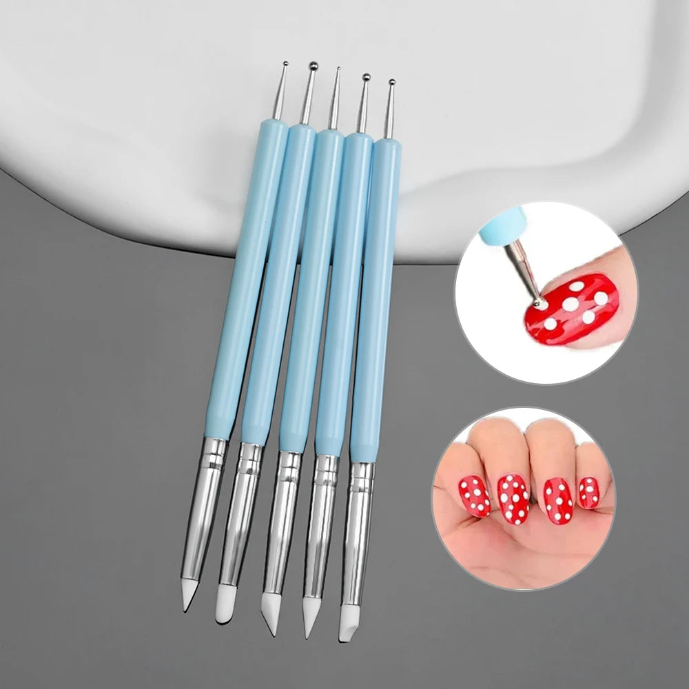 Pinceles finos para decoración de uñas: juego de 5 para líneas y decoraciones precisas