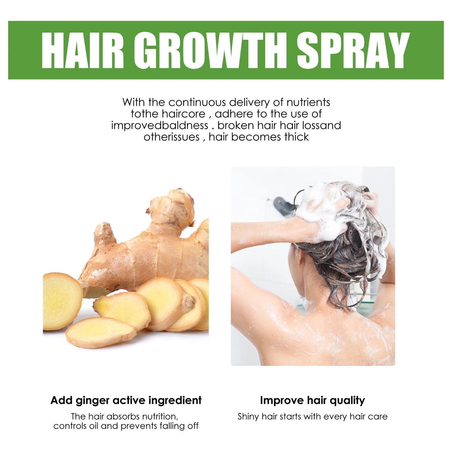 Spray de jengibre para el crecimiento del cabello: tratamiento reparador y estimulante