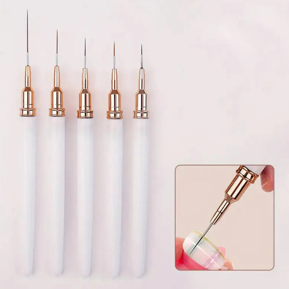 Pinceles finos para decoración de uñas: juego de 5 para líneas y decoraciones precisas