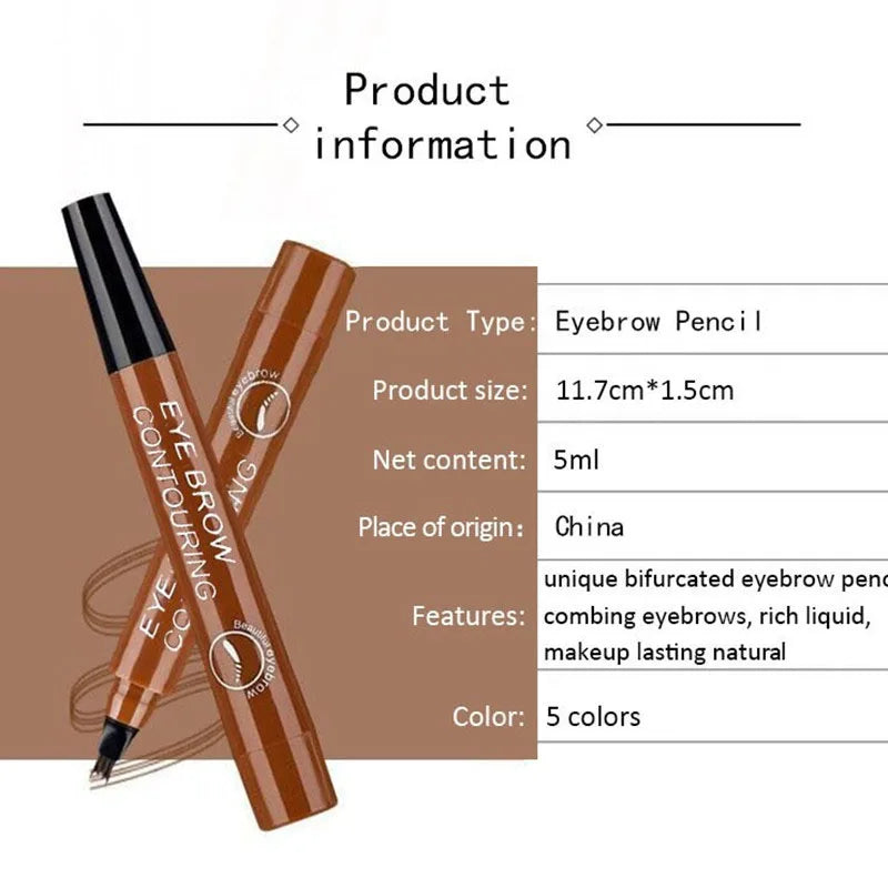 🖊️ 4-Tip Eyebrow Pencil – Long-Lasting Microblading Effect
