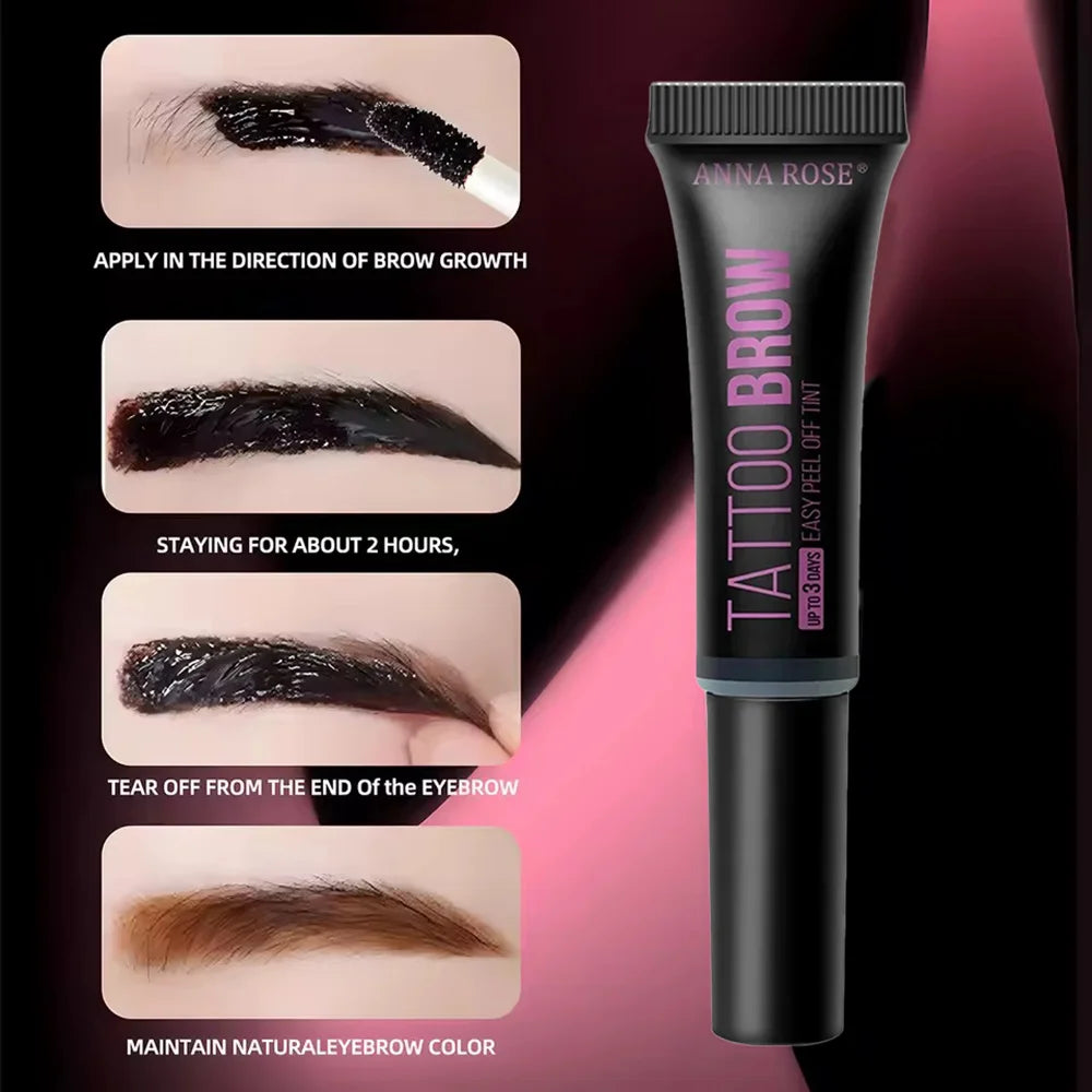 🎨💧 Waterproof Peel-Off Eyebrow Tattoo Gel – With Stencils, 3 Days Long Lasting