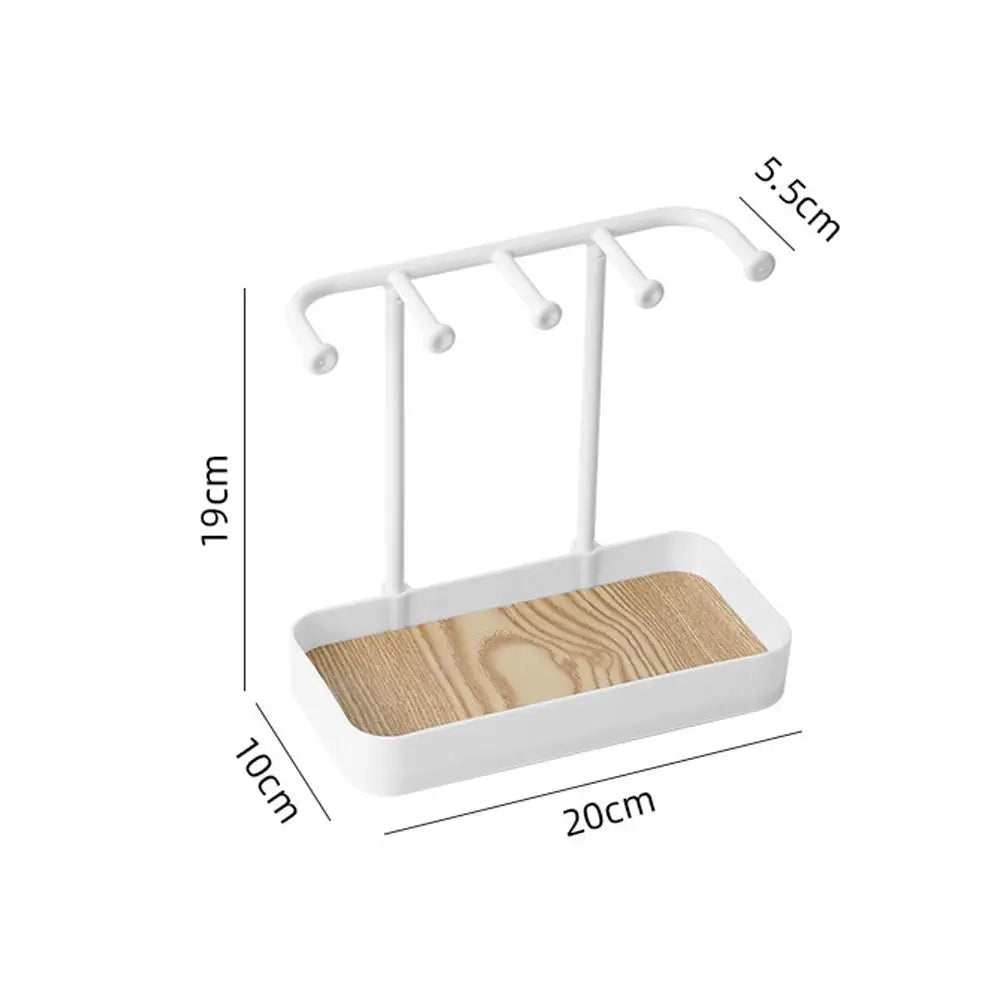 Expositor de joyas portátil con cajón: base de madera y elegante almacenamiento.