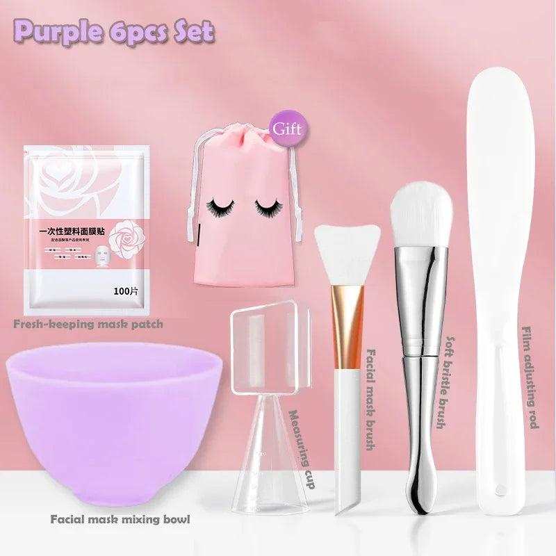 Kit de herramientas de silicona para el cuidado facial: brochas, bol y accesorios para hacer tú mismo