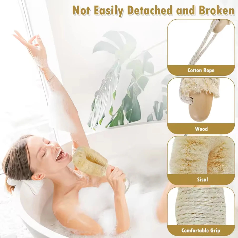 Cepillo de ducha de sisal natural: exfoliante y masajeador para la espalda