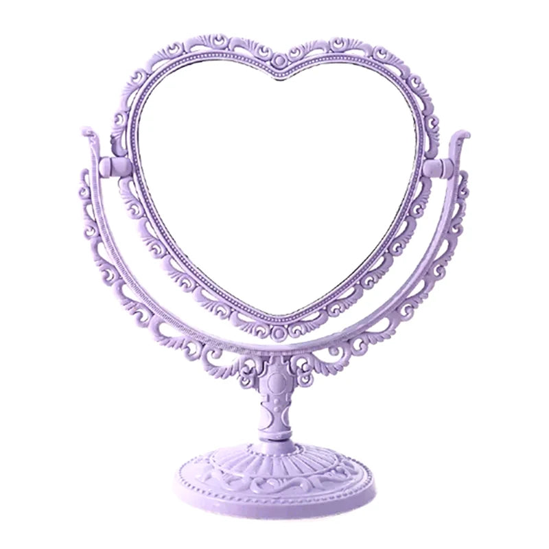 💖 Heart Shaped Desktop Makeup Mirror - Compact Double Sided Portable Mirror 💄✨