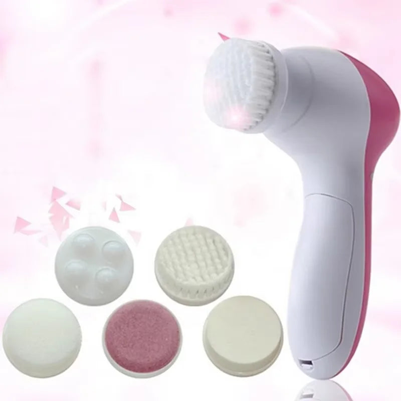 Cepillo de limpieza eléctrico 5 en 1: tratamiento facial completo y masaje de spa en casa