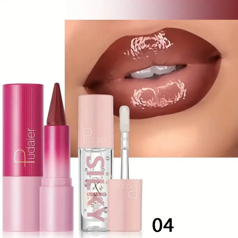 💄 Dúo labial resistente al agua: lápiz labial líquido de larga duración
