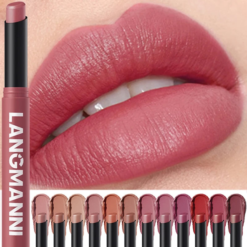 💋🖊️ Set de 12 lápices labiales mate: resistentes al agua, de larga duración y a prueba de transferencia