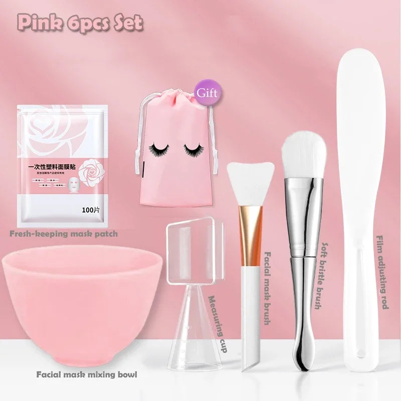 Kit de herramientas de silicona para el cuidado facial: brochas, bol y accesorios para hacer tú mismo