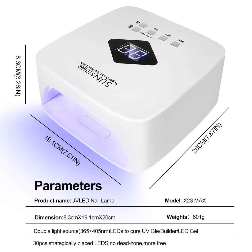 Lámpara de uñas LED de 30 LED: recargable con sensor automático y temporizador