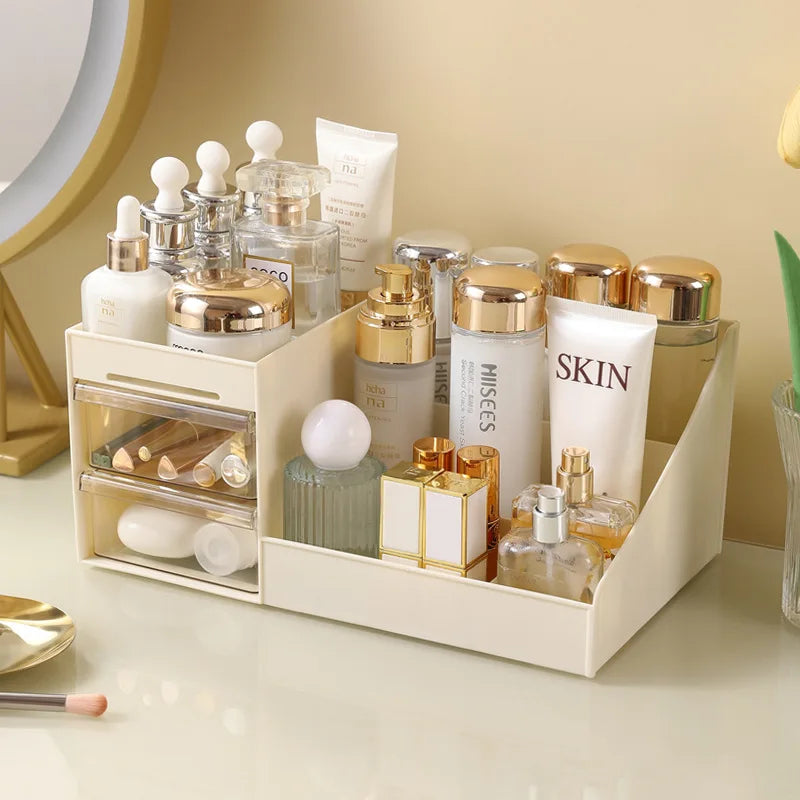 Caja de maquillaje transparente: cajones prácticos y diseño moderno