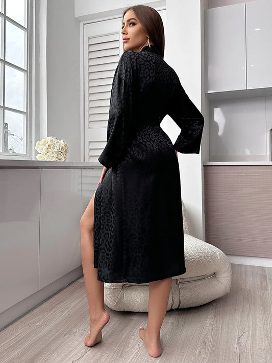 Robe de Chambre Femme - Manches Longues et Longue avec ceinture motif 🐆