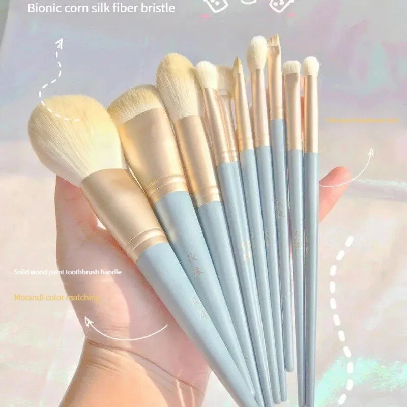 💄 Set de 10 Pinceles de Maquillaje – Cerdas Suaves y Colores Morandi