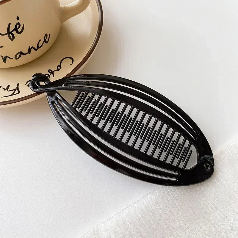 🐟 Juego de pasadores tipo peine “Banana” – Pinzas para el cabello en forma de pez con perlas