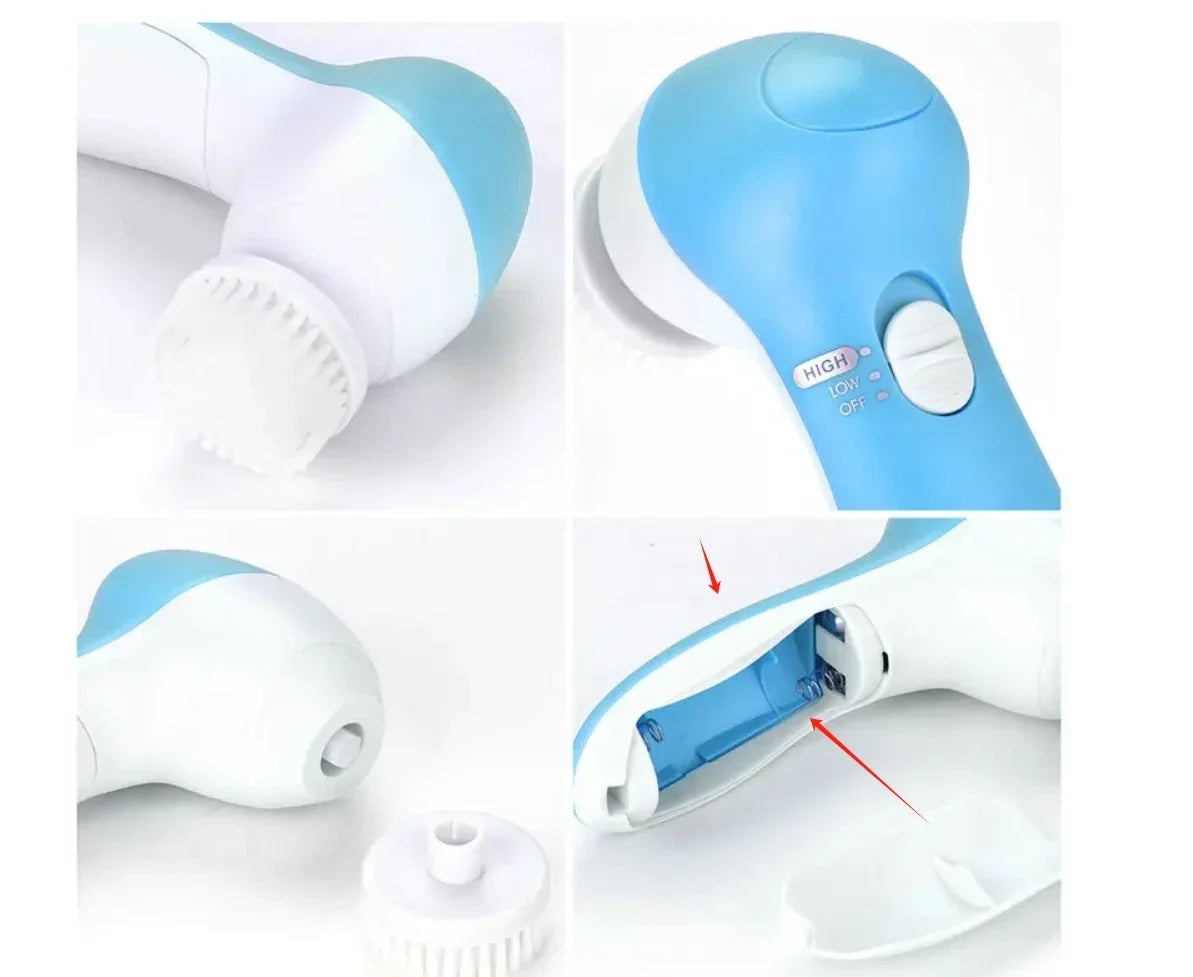 Cepillo de limpieza eléctrico 5 en 1: tratamiento facial completo y masaje de spa en casa