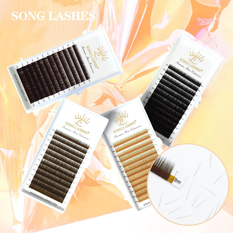 Extensiones de cejas SONG LASHES – 12 líneas, color marrón natural