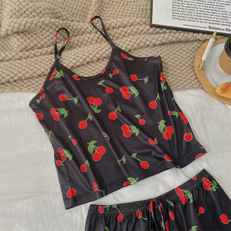 Pyjama - Haut Camisole à Bretelles et Short assorti 🍒