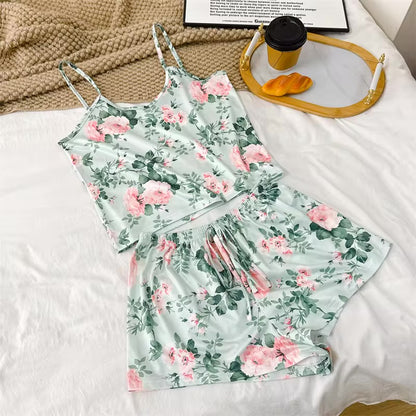 Pyjama - Haut Camisole à bretelles et Short assorti 🌸