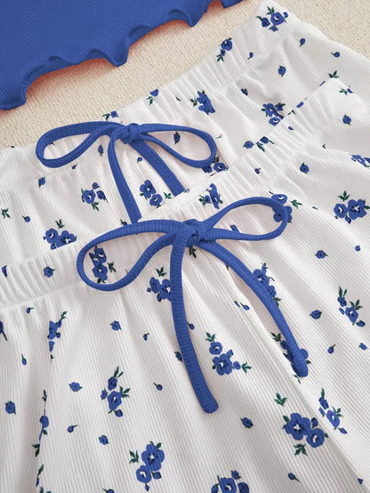 Pyjama - Haut camisole avec dentelle et short 🌸