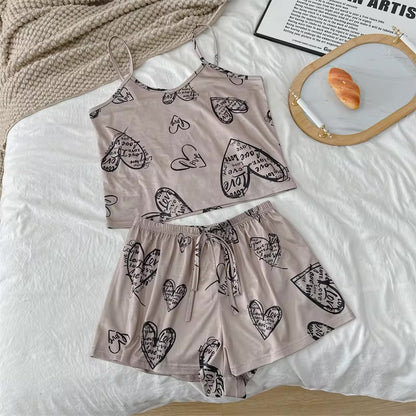 Pyjama - Haut Camisole à Bretelles et Short Assorti 🤎