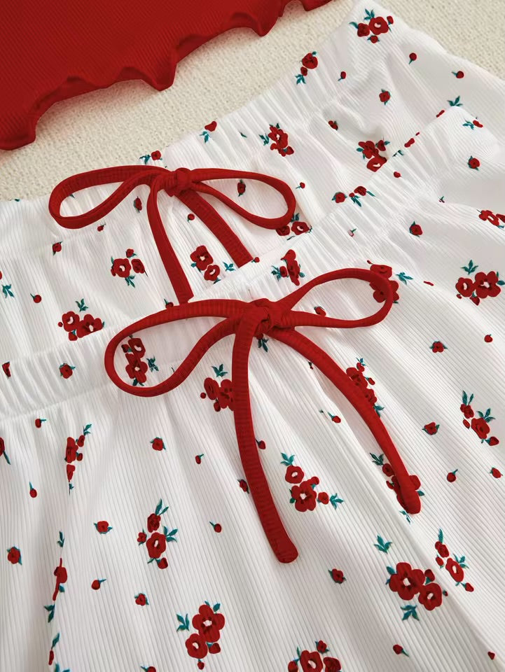 Pyjama - Haut camisole avec dentelle et short 🌸