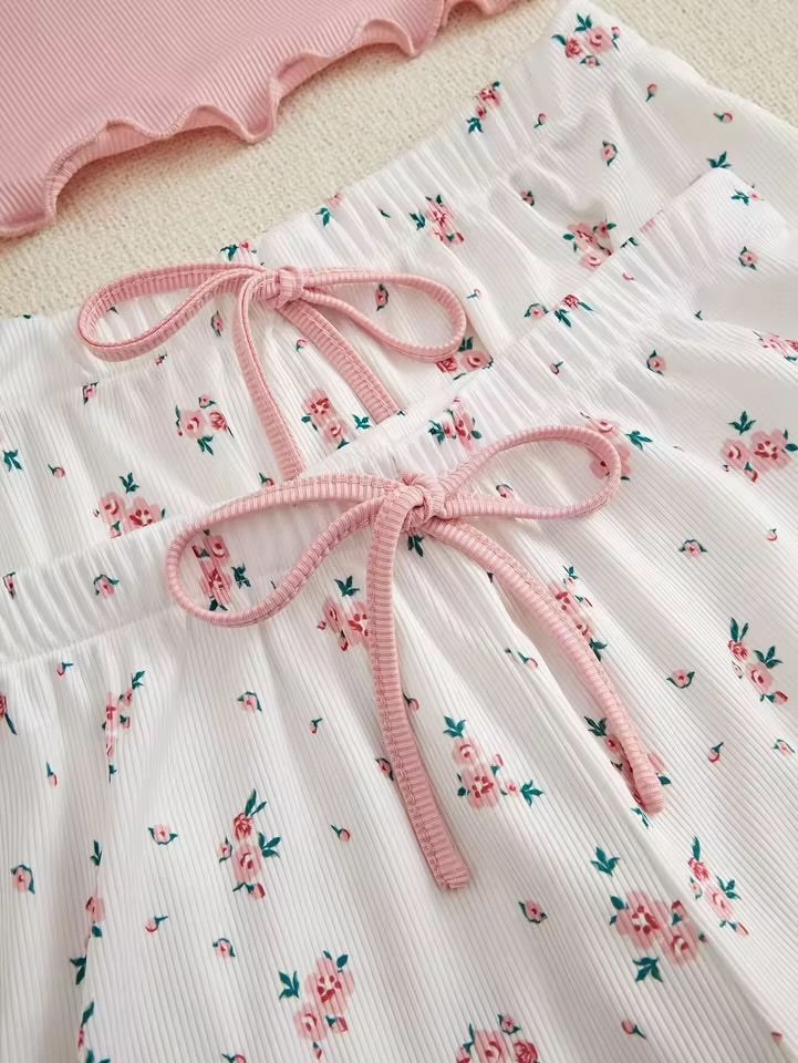 Pyjama - Haut camisole avec dentelle et short 🌸