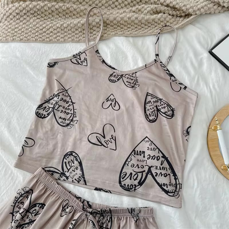 Pyjama - Haut Camisole à Bretelles et Short Assorti 🤎