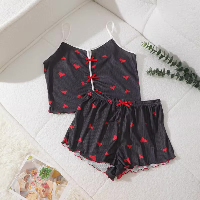 Pyjama - Haut camisole à bretelles et short assorti ❤️