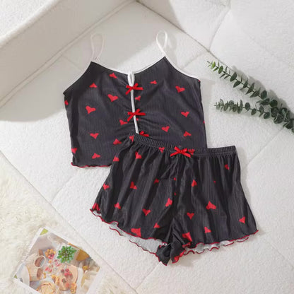 Pyjama - Haut camisole à bretelles et short assorti ❤️