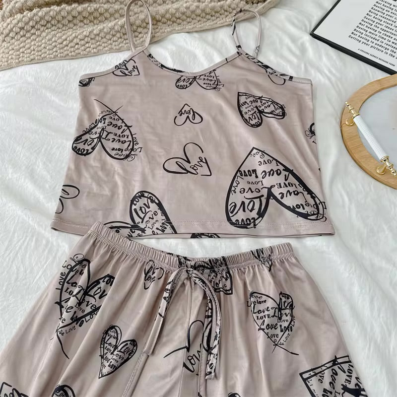 Pyjama - Haut Camisole à Bretelles et Short Assorti 🤎