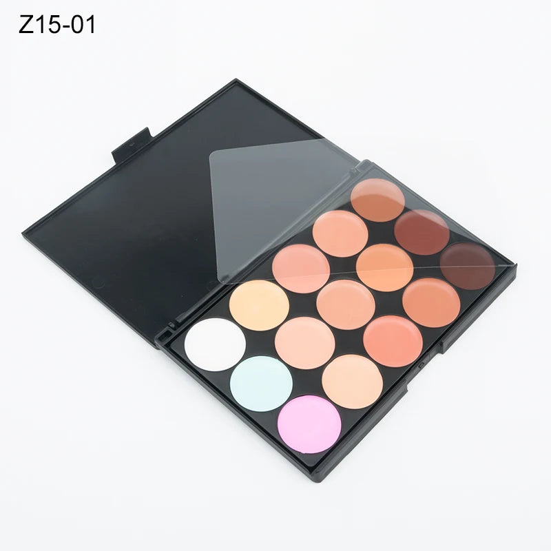 Paleta correctora de 15 tonos: corrector, contorno y base
