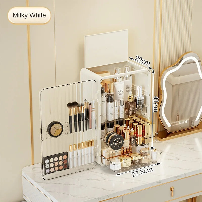Caja de almacenamiento de maquillaje a prueba de polvo: gran capacidad y estilo lujoso