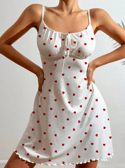 Nuisette Femme - Nuisette à Bretelles à motif ❤️🍒🍓