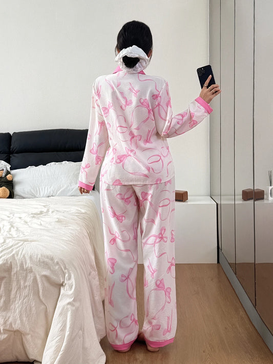 Pyjama Femme Boutonné – Haut Manches Longues et Pantalon imprimé 🎀