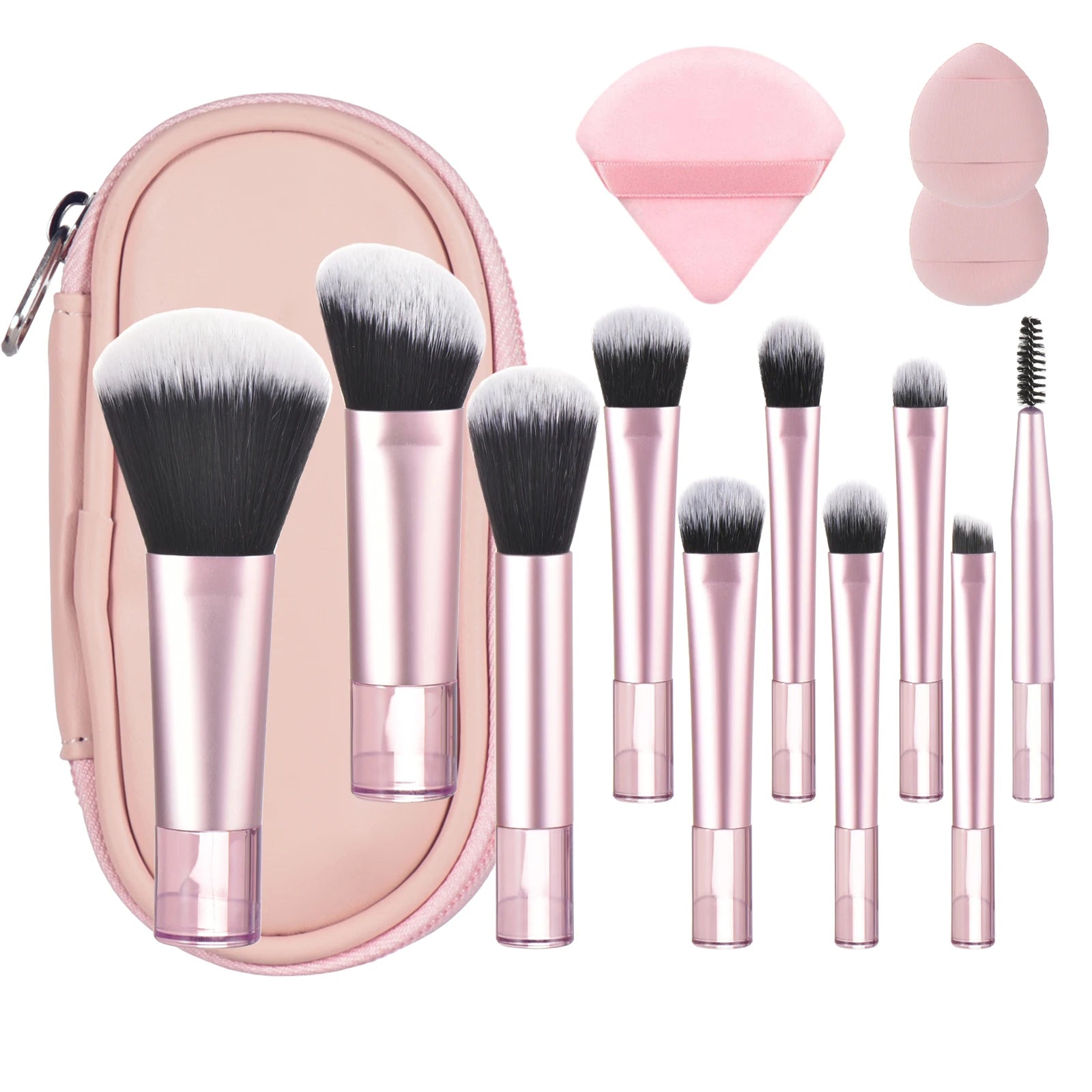 💗 Mini set de pinceaux maquillage rose – Format voyage