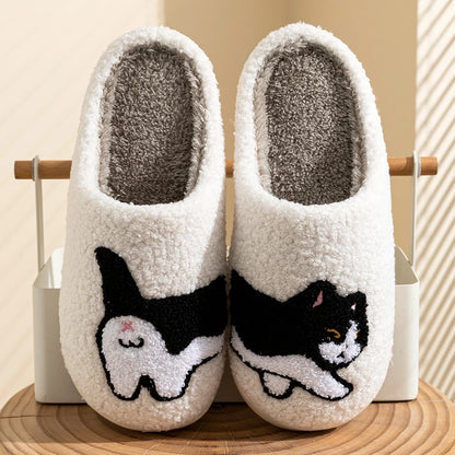 Chaussons Femme Peluche - imprimé 🐈‍⬛