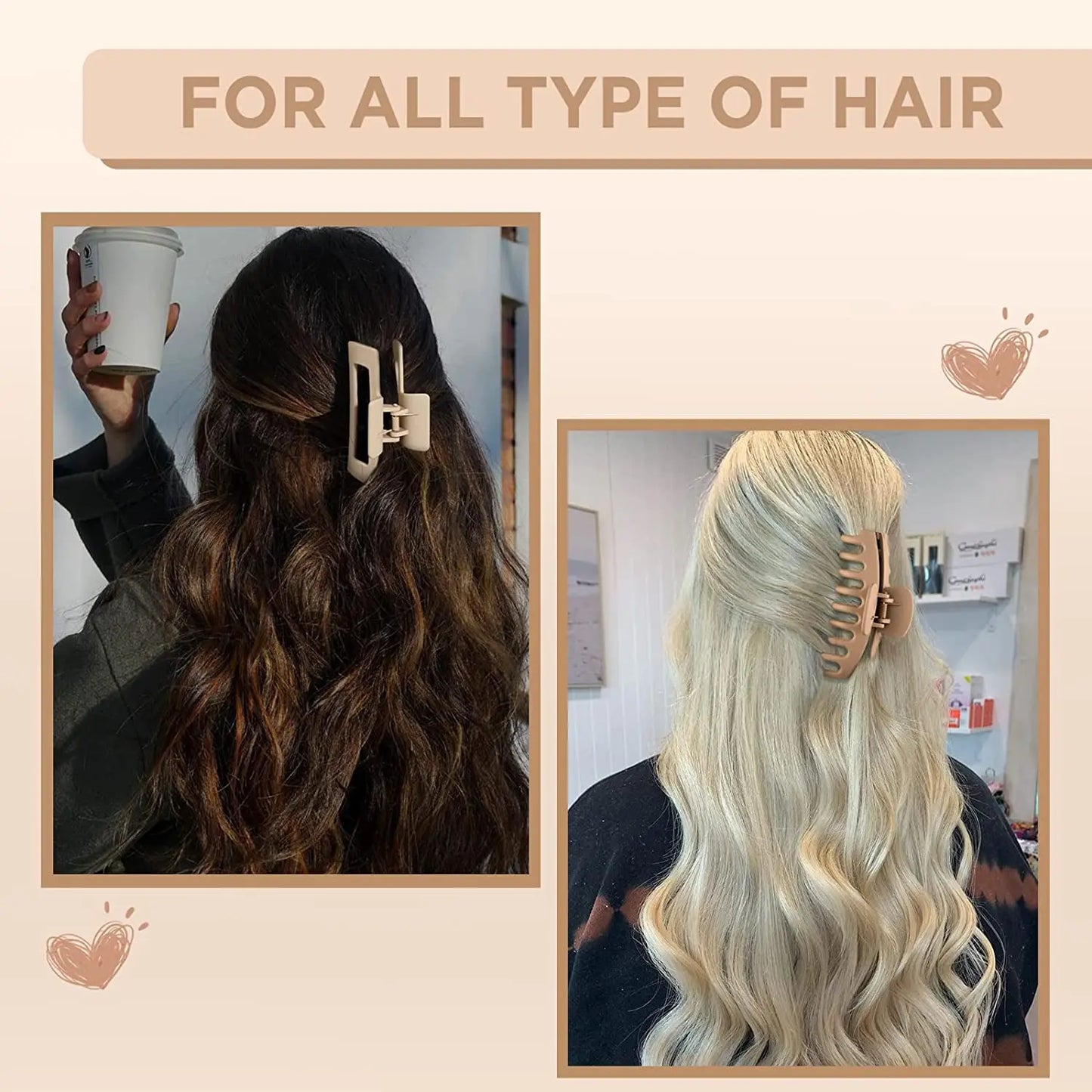 💫 Pince à cheveux vintage mate – Forme géométrique, tenue forte pour cheveux épais