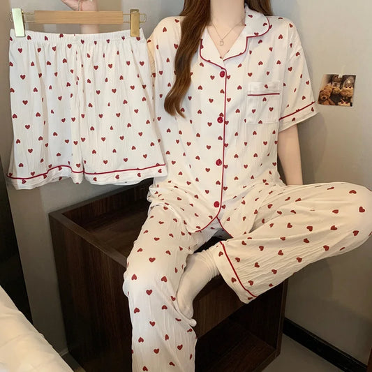 Ensemble Pyjama Femme 3 Pièces – Style Coréen Été Léger & Cute