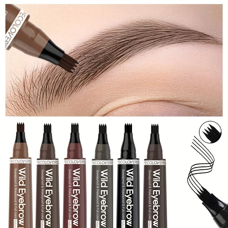 🖊️ Crayon à sourcils 4 pointes – Effet tatouage, waterproof