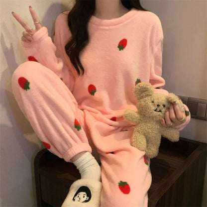 Pyjama Femme Flanelle - Haut Manches Longues et Pantalon imprimé variés 🍓