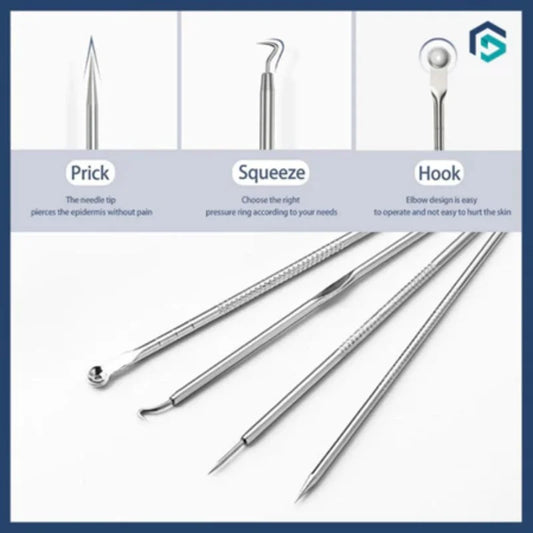 Kit de 8 herramientas para eliminar imperfecciones: extractores de puntos negros de acero inoxidable