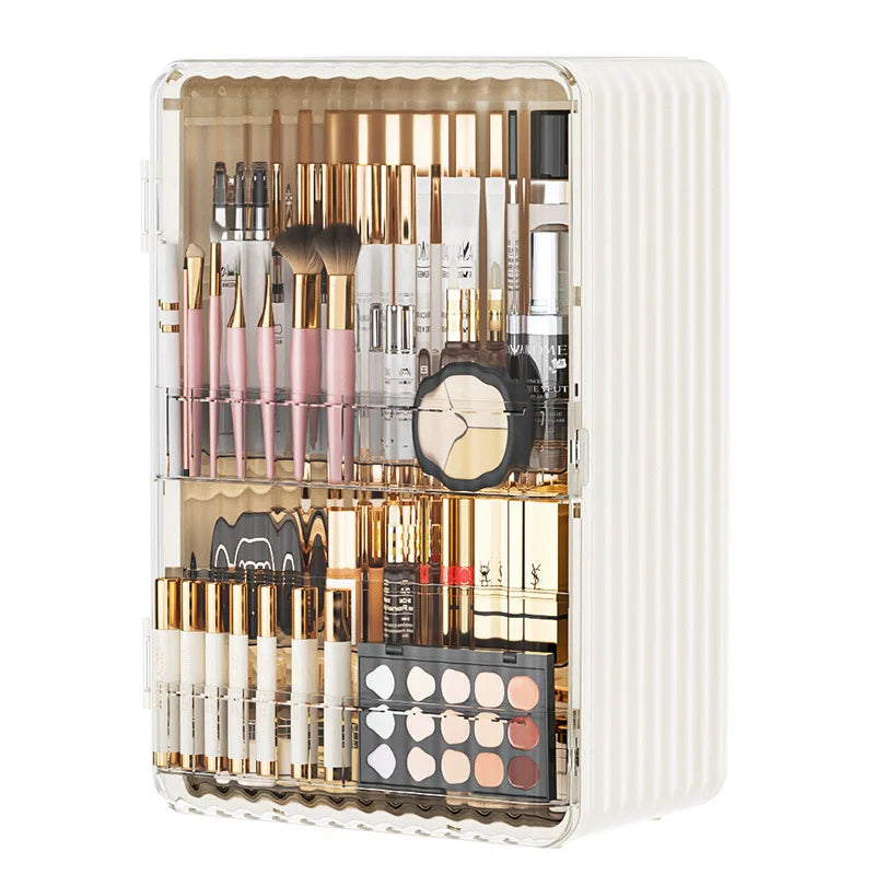 Caja de almacenamiento de maquillaje a prueba de polvo: gran capacidad y estilo lujoso
