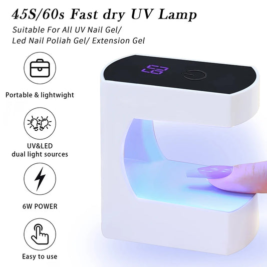 Mini lámpara UV para uñas con 6 LED: compacta e ideal para viajes