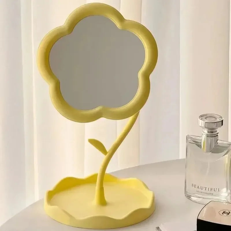 Espejo de maquillaje giratorio con diseño de girasol