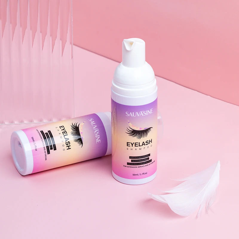 Kit de champú en espuma para extensiones de pestañas (5/10 unidades de 50 ml + cepillo de limpieza)