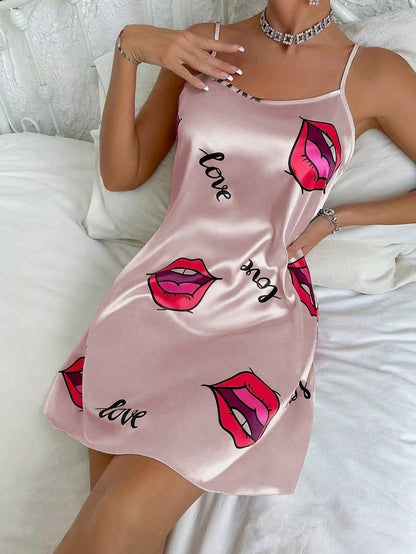 Nuisette Femme Satin  – Courte à Bretelles Fines imprimés variés